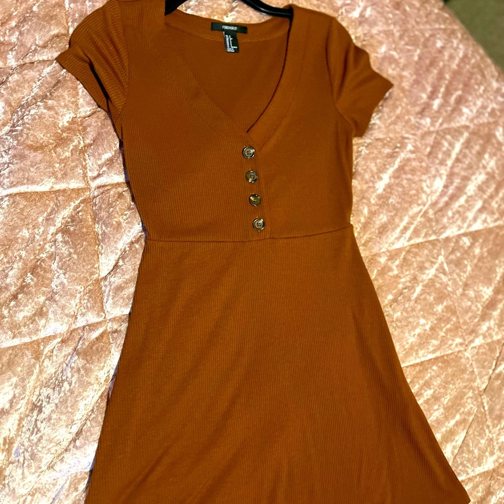 forever 21 skater dress small rustic orange/brown